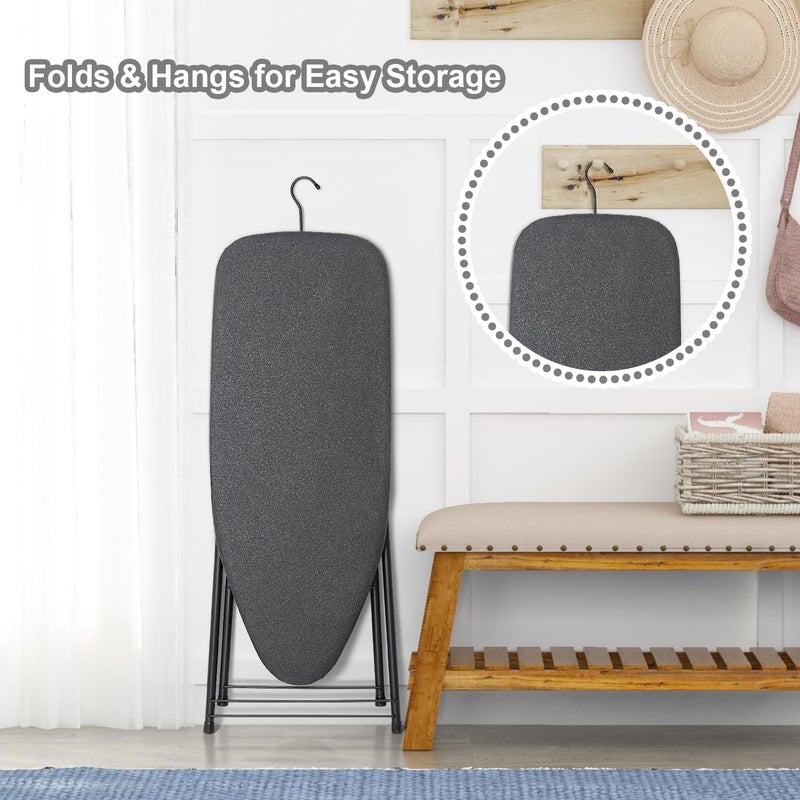 Duwee 13"×35" Ironing Board Small with Heat Resistant Cover,Folding Compact Ironing Board,Light Weight,Easy to Storage,Black - Image 4